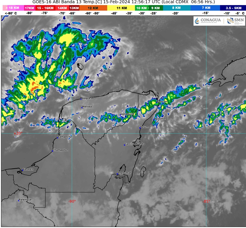 Pronostican lluvias y vientos fuertes en la Península de Yucatán