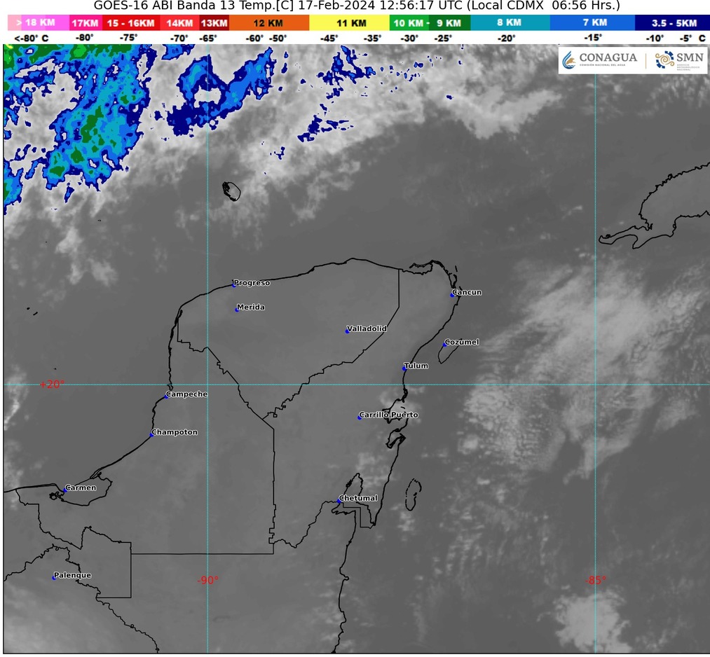 Pronostican lluvias puntuales fuertes en la Península de Yucatán