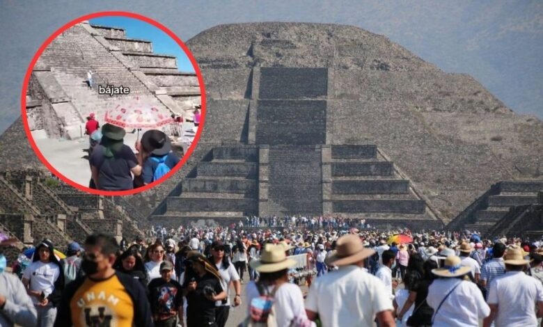 Se sube un turista a pirámide de Teotihuacán y causa indignación