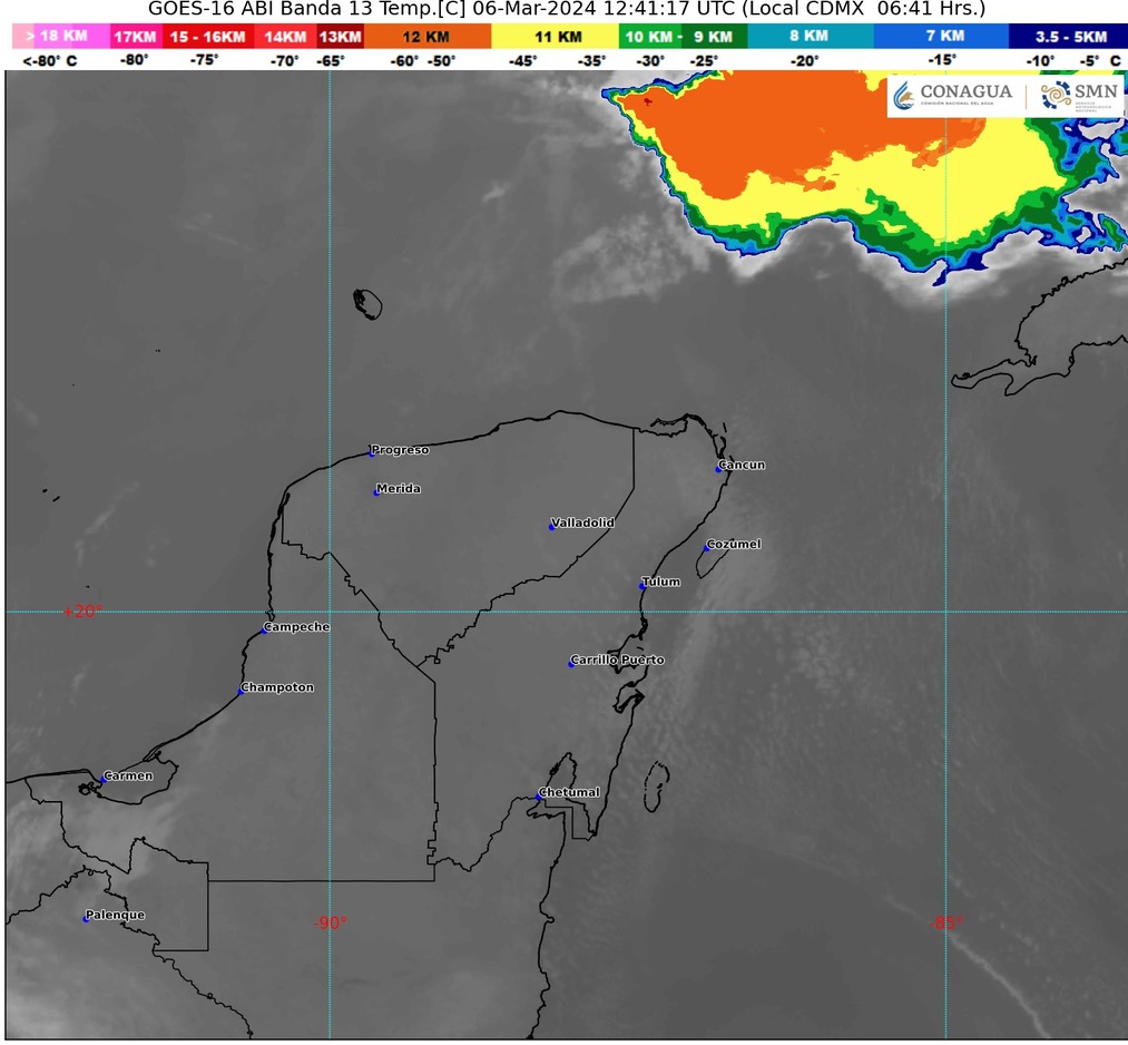 Pronostican cielo nublado con posibilidades de lluvias aisladas para la Península de Yucatán