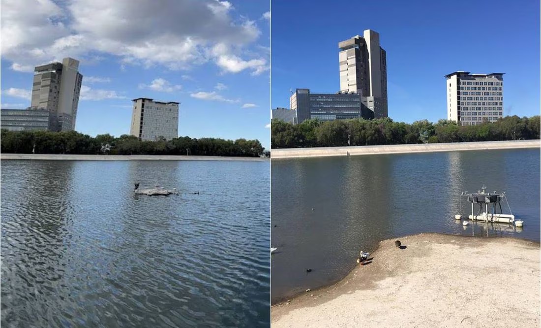 En FOTOS, así lucen hoy los lagos del Parque Tangamanga I por la sequía en SLP.