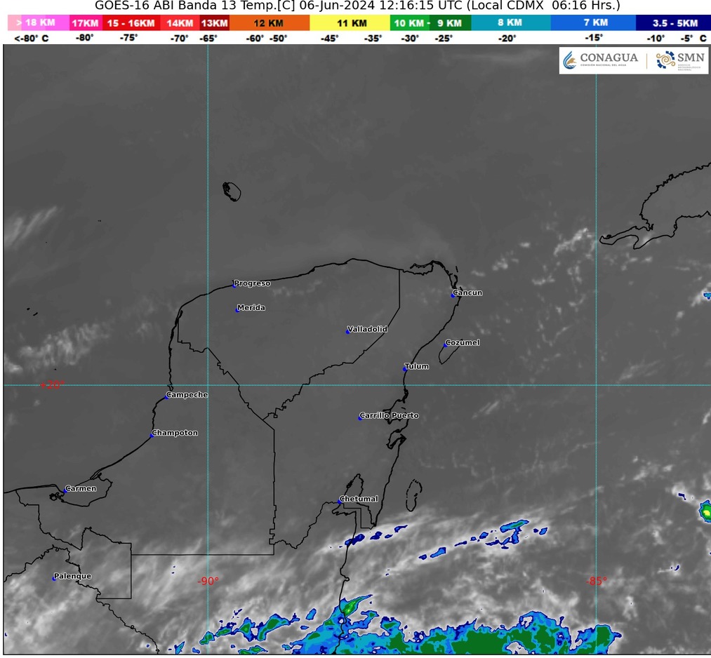 Cielo nublado y altas temperaturas en la Península de Yucatán; se esperan chubascos